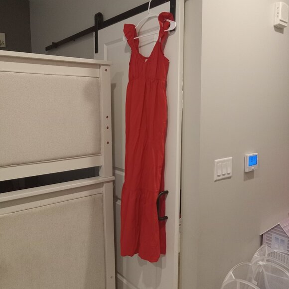 NEW Universal Thread Bright Red Small Flutter Cap Sleeve Maxi Dress - Picture 1 of 7